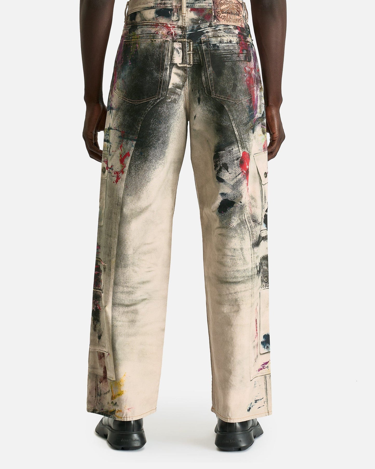 Acne Studios Men's Jeans Trompe L'oeil Paint Splatter Jeans in White