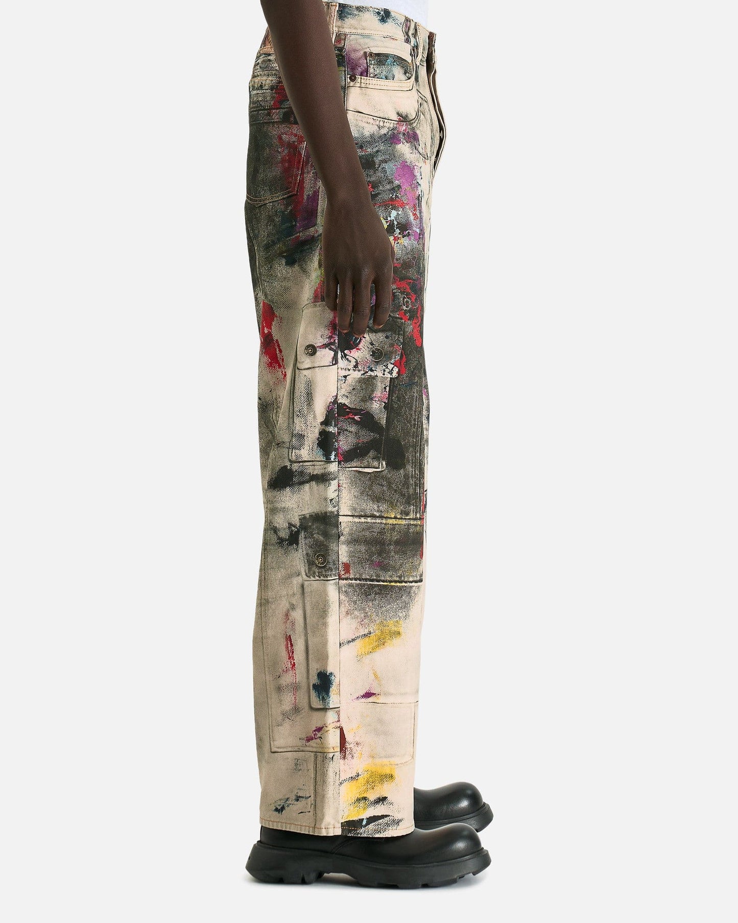 Acne Studios Men's Jeans Trompe L'oeil Paint Splatter Jeans in White