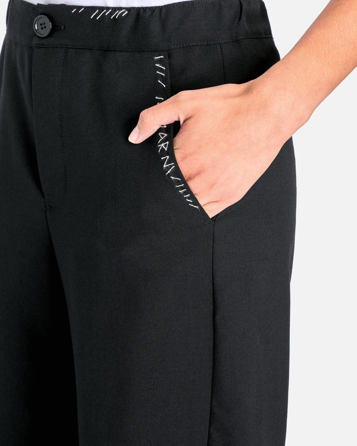 Marni Women Pants Tropical Wool Trousers in Black
