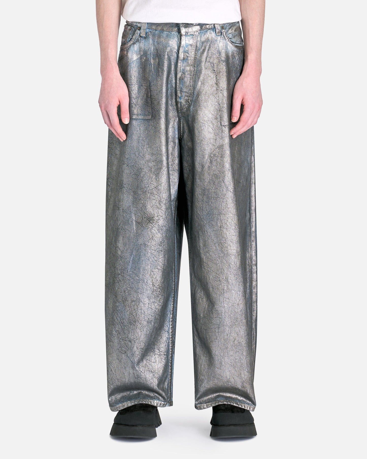 Acne Studios Men's Pants Trousers in Silver/Blue
