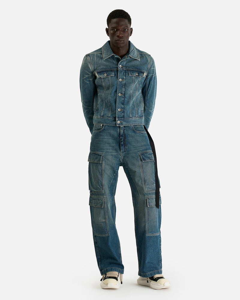 Rick Owens DRKSHDW Men's Jackets Trucker in Washed Indigo