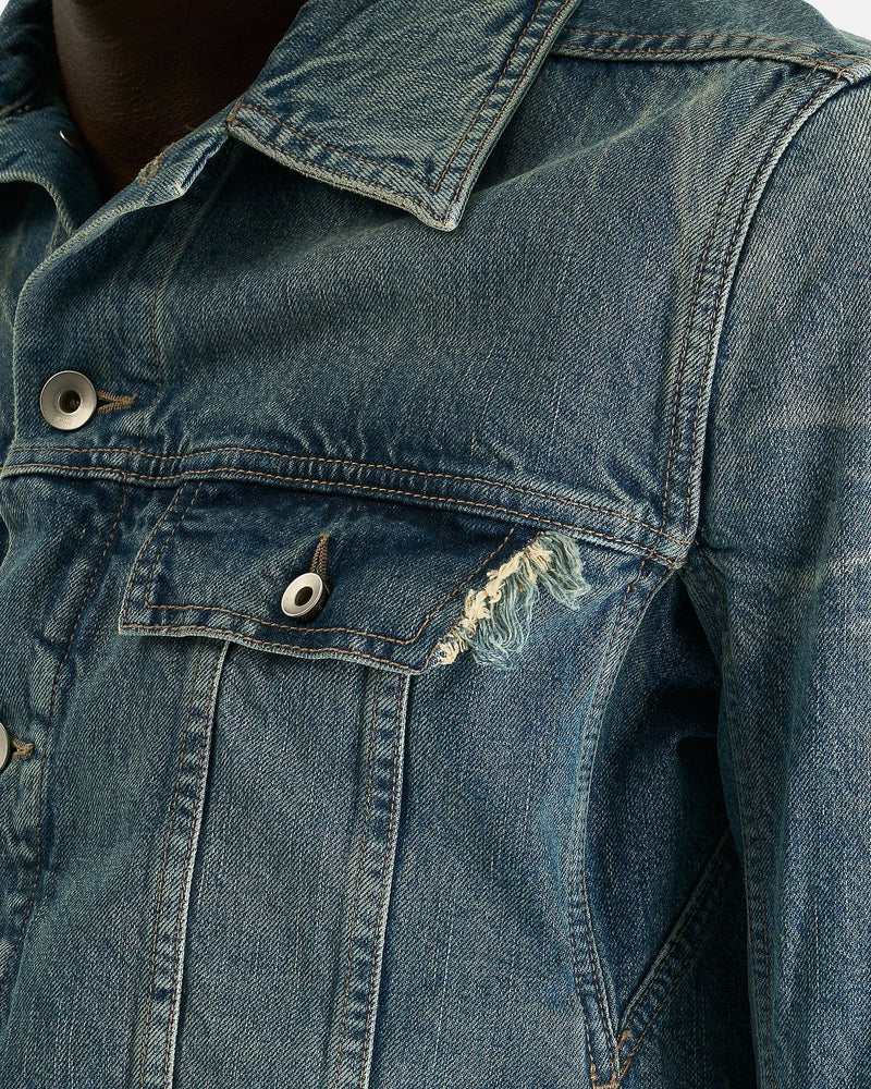 Rick Owens DRKSHDW Men's Jackets Trucker in Washed Indigo