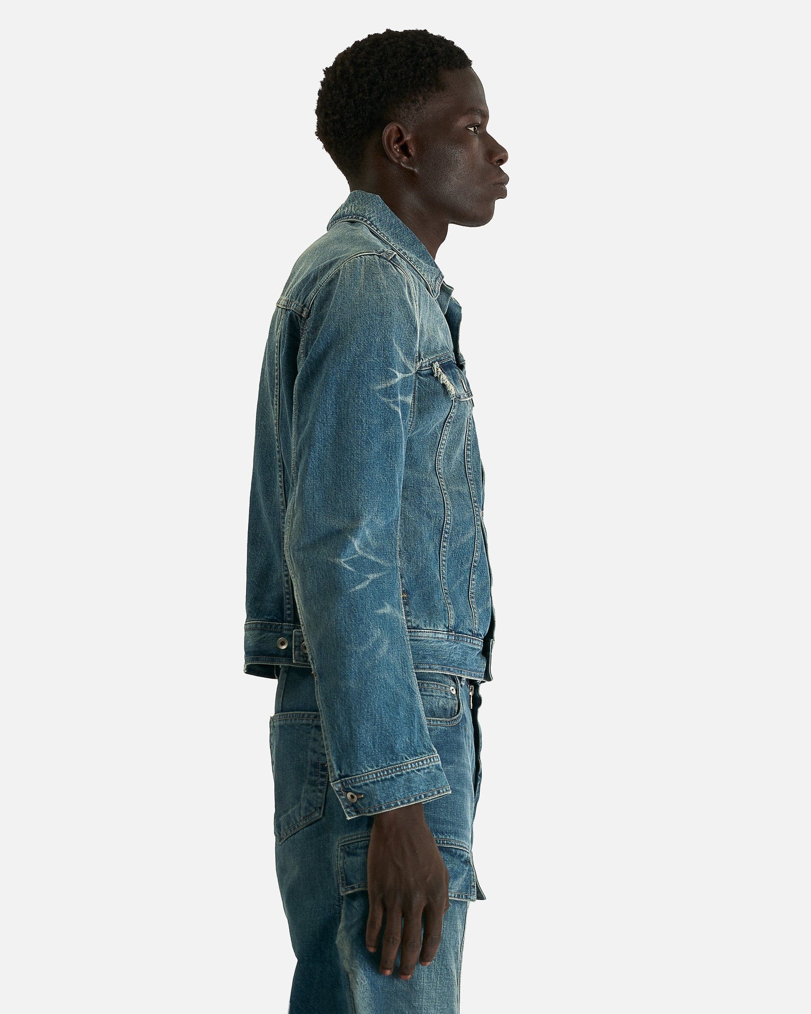 Rick Owens DRKSHDW Men's Jackets Trucker in Washed Indigo