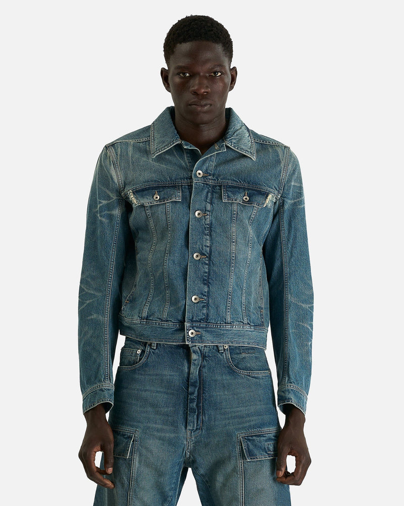 Rick Owens DRKSHDW Men's Jackets Trucker in Washed Indigo