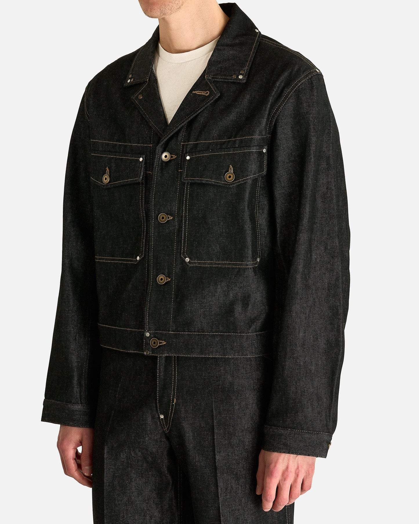 Lemaire Men's Jackets Trucker Jacket with Studs in Slate