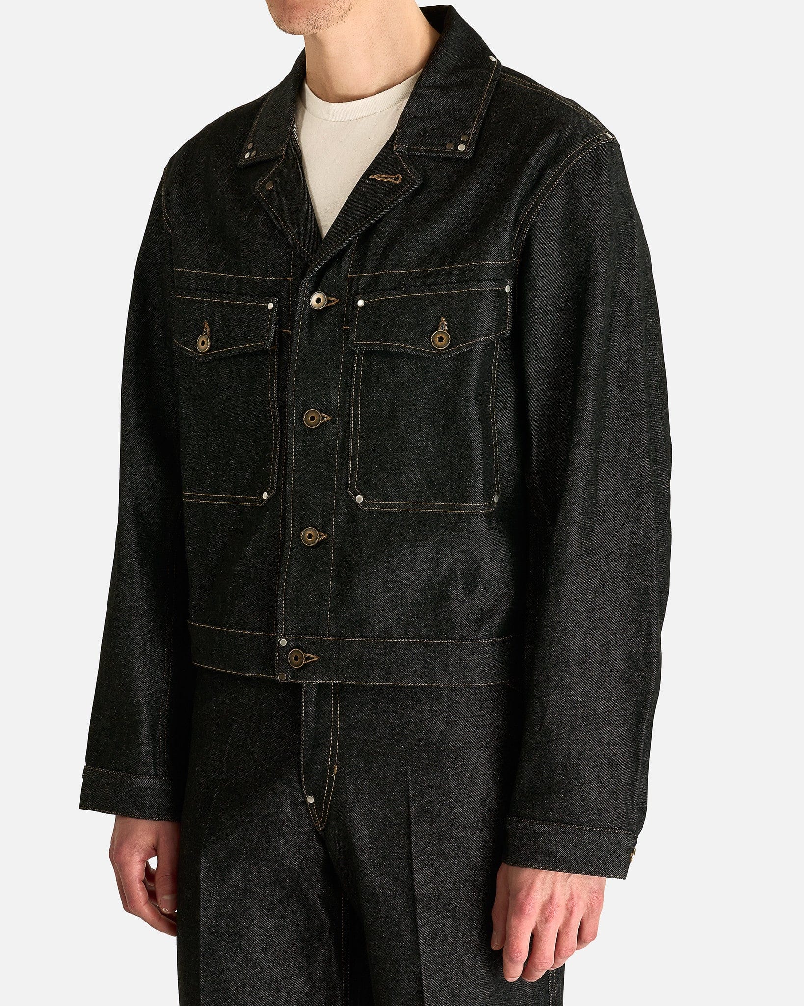 Lemaire Men's Jackets Trucker Jacket with Studs in Slate