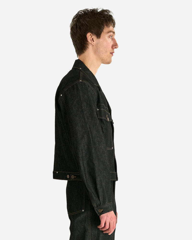 Lemaire Men's Jackets Trucker Jacket with Studs in Slate