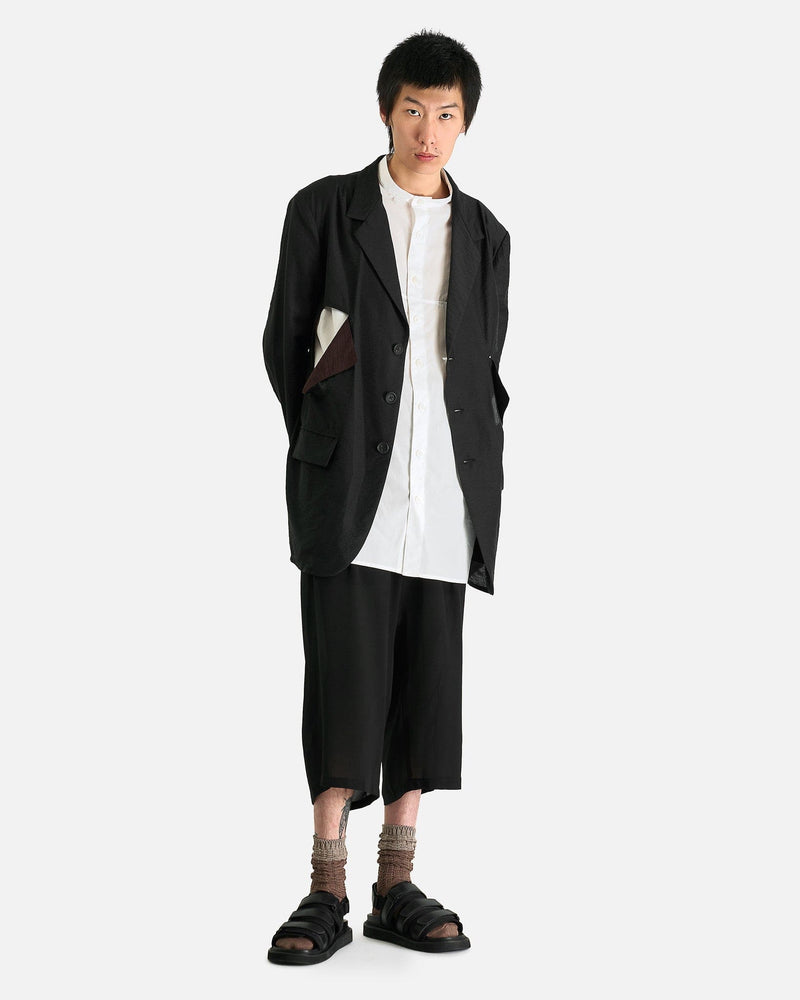 Yohji Yamamoto Pour Homme Men's Pants Tucked Seam Wide Pants in Black