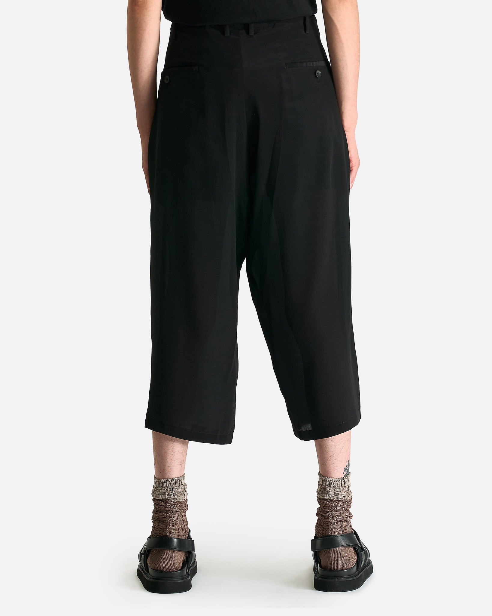 Yohji Yamamoto Pour Homme Men's Pants Tucked Seam Wide Pants in Black