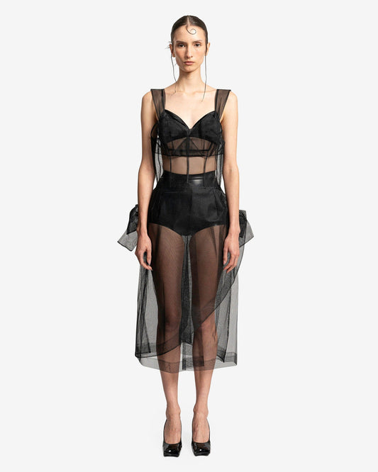 Maison Margiela Women Dresses Tulle Midi Dress in Black