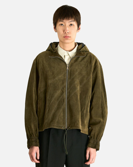 NAMACHEKO Men's Jackets Turenne Suede Track Jacket in Military Green