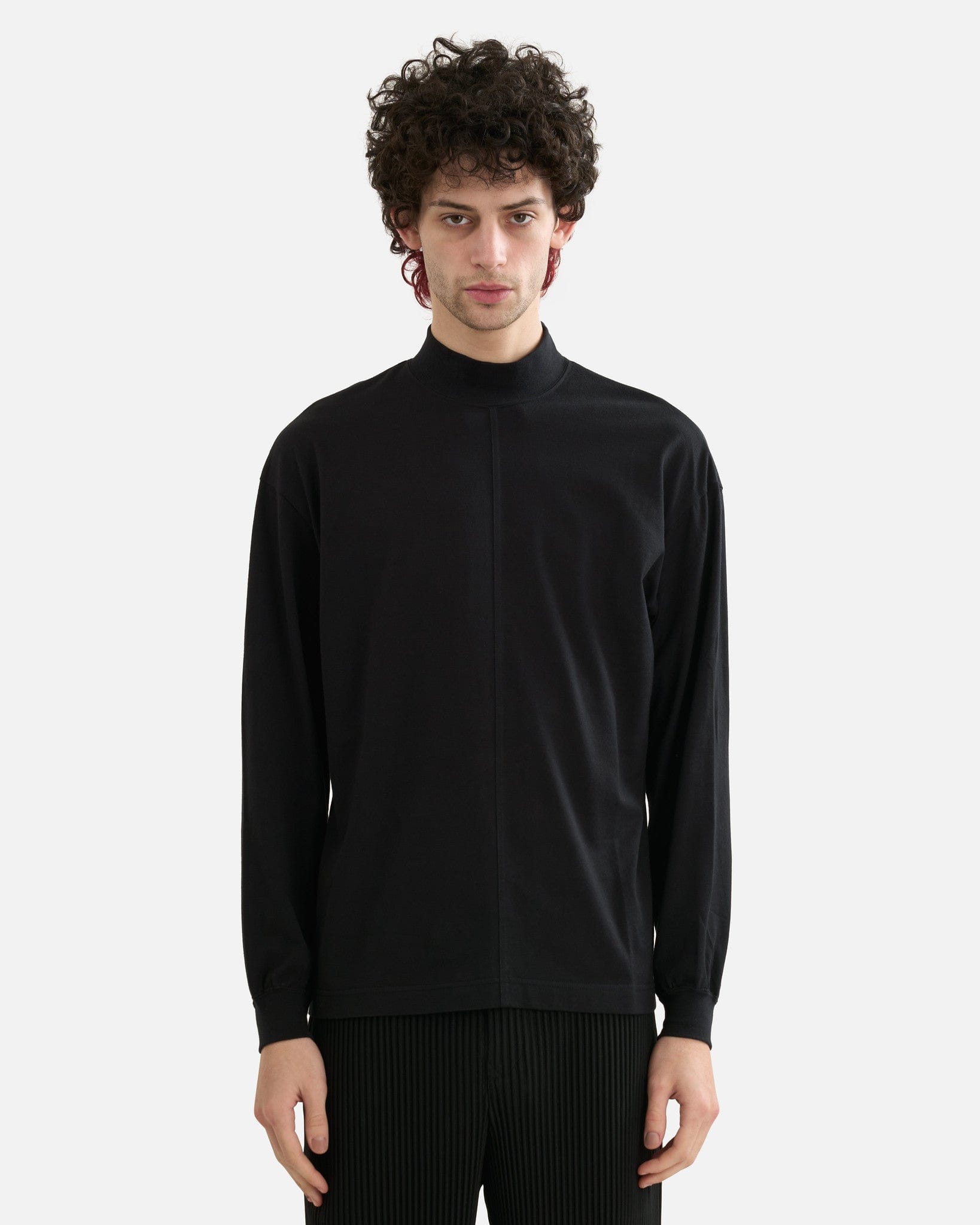 Homme Plissé Issey Miyake Men's Shirts Turtleneck Top in Black