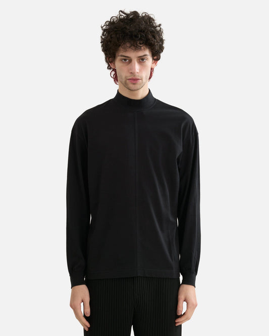 Homme Plissé Issey Miyake Men's Shirts Turtleneck Top in Black