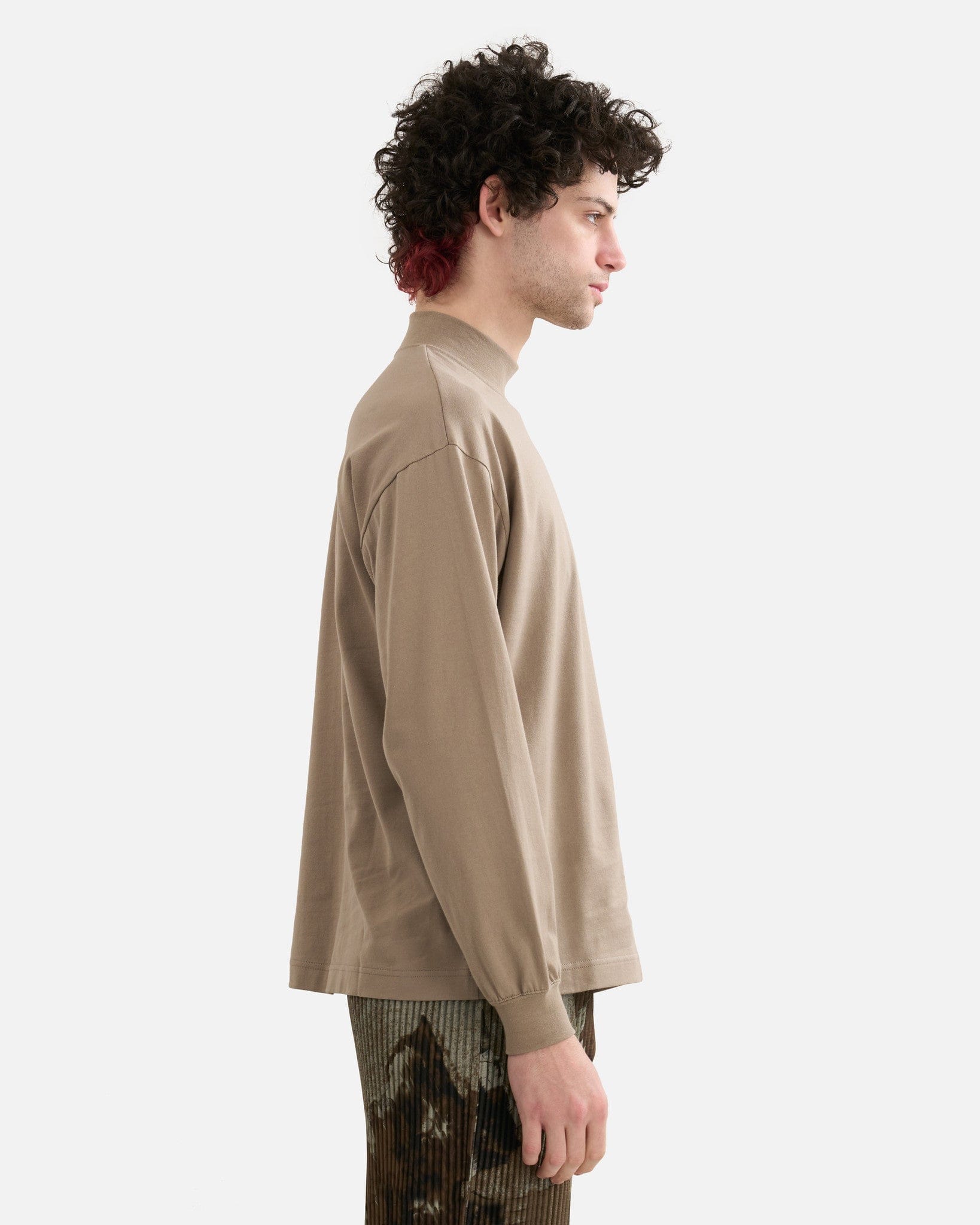 Homme Plissé Issey Miyake Men's Shirts Turtleneck Top in Greige