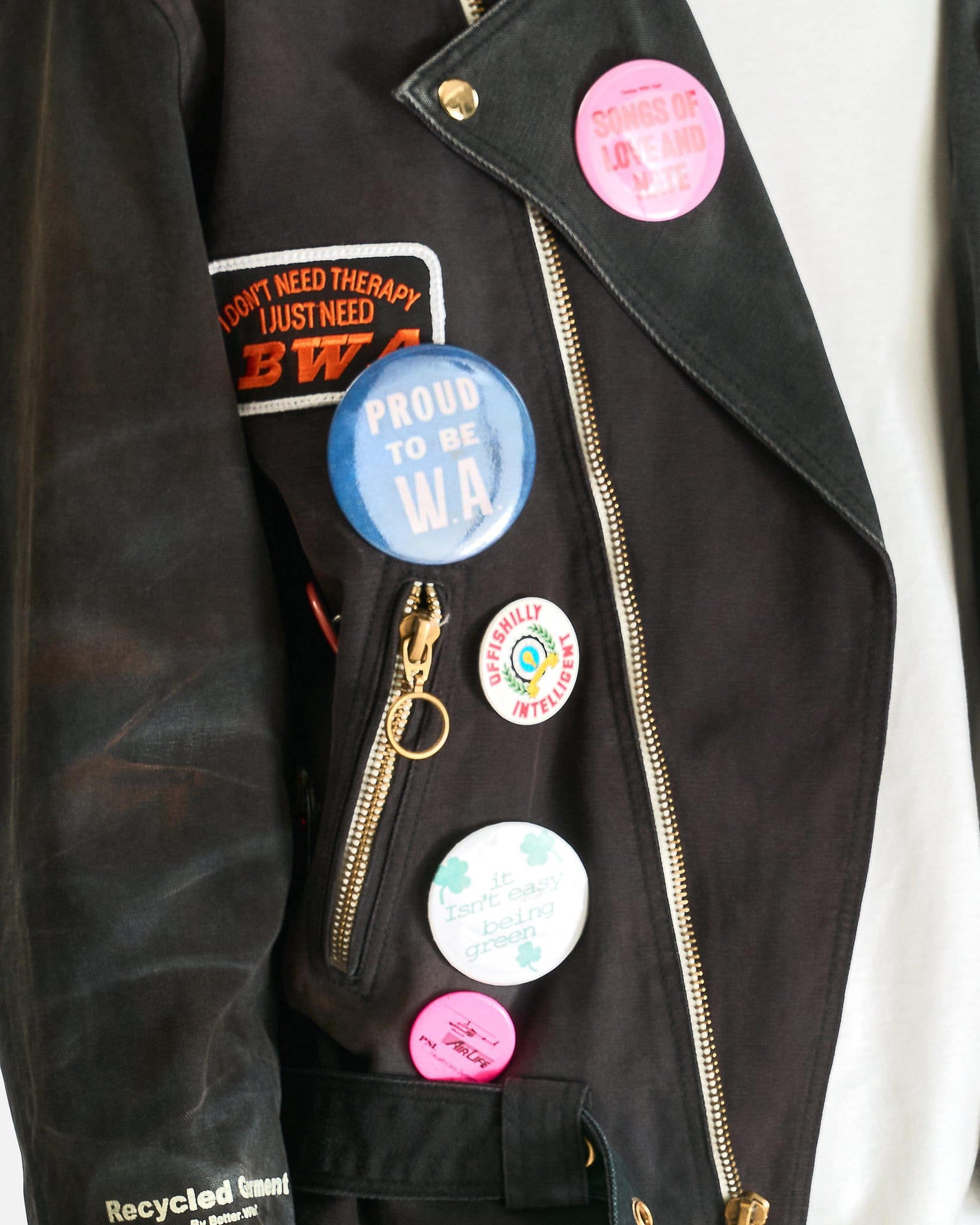 Better With Age Men's Jackets Tuxedo Reconstructed Workwear Motorcycle Jacket in Black