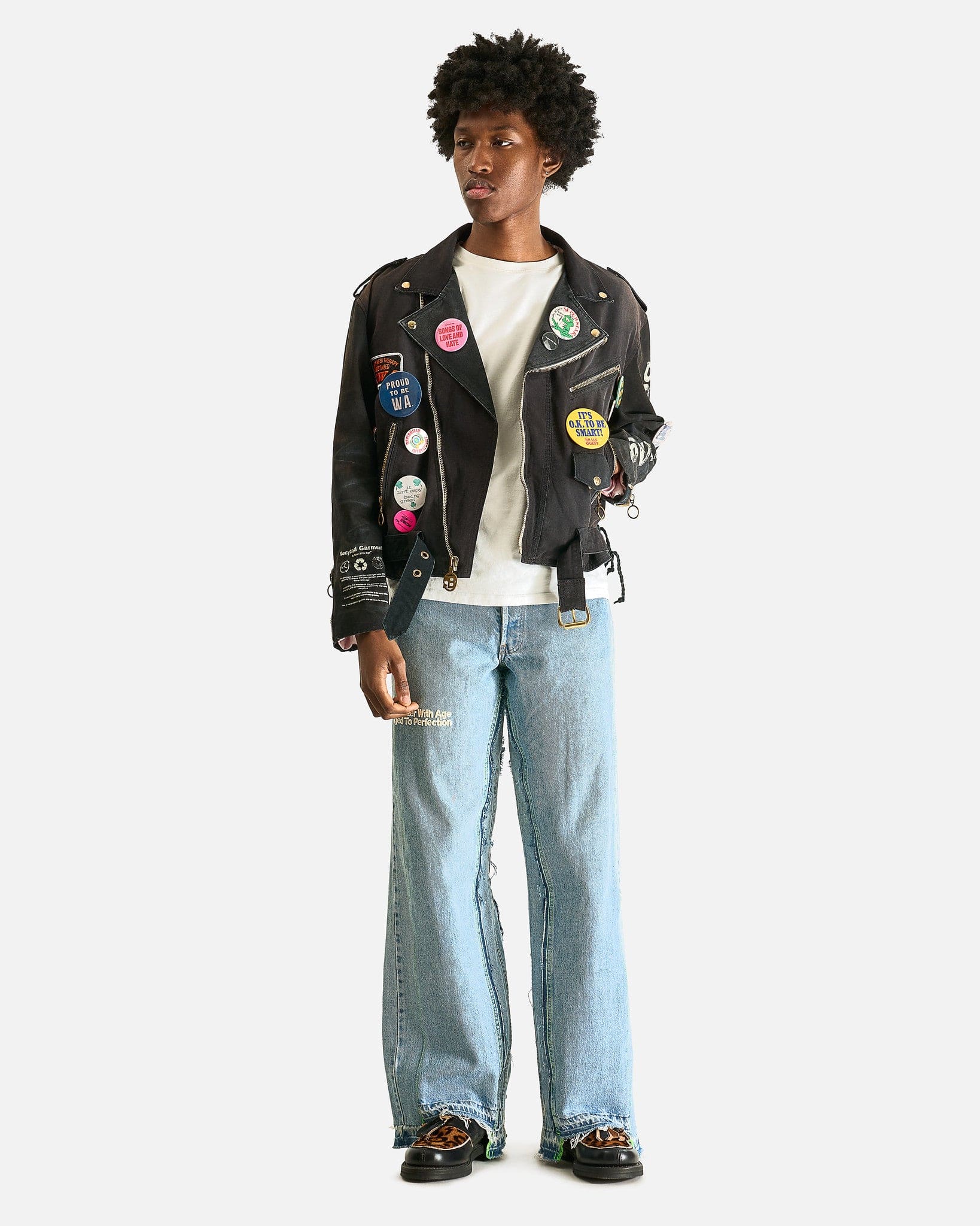 Better With Age Men's Jackets Tuxedo Reconstructed Workwear Motorcycle Jacket in Black