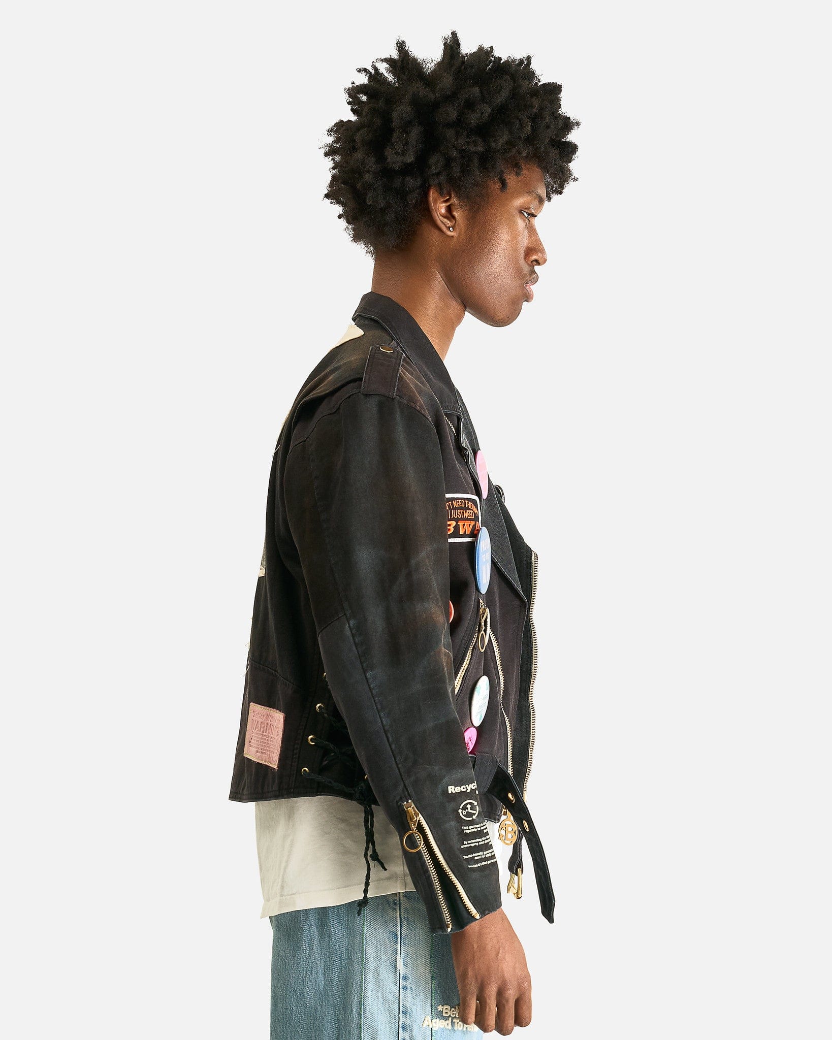 Better With Age Men's Jackets Tuxedo Reconstructed Workwear Motorcycle Jacket in Black