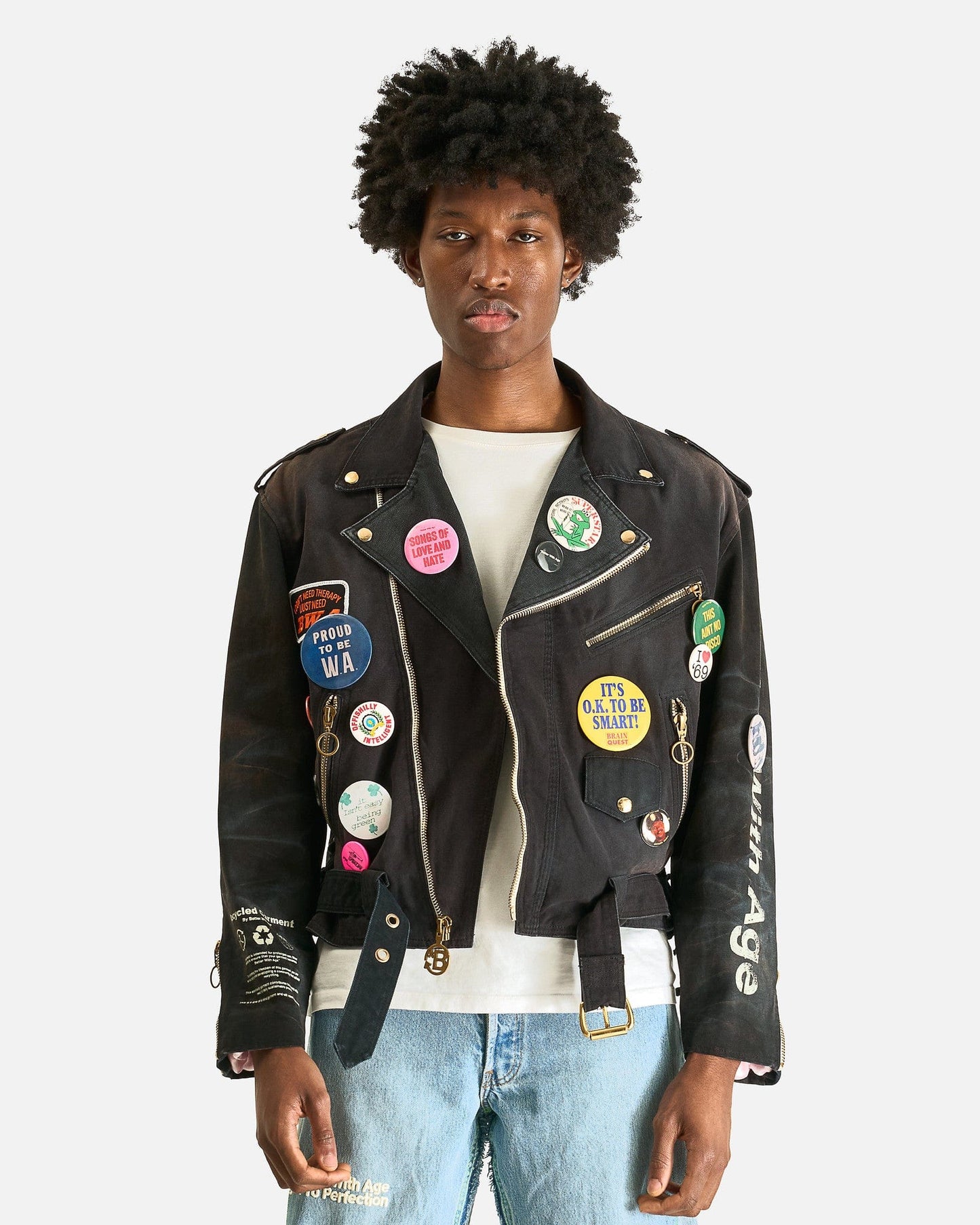 Better With Age Men's Jackets Tuxedo Reconstructed Workwear Motorcycle Jacket in Black