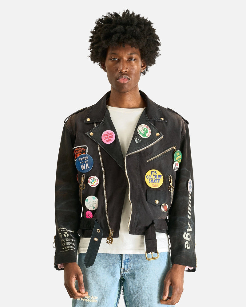 Better With Age Men's Jackets Tuxedo Reconstructed Workwear Motorcycle Jacket in Black