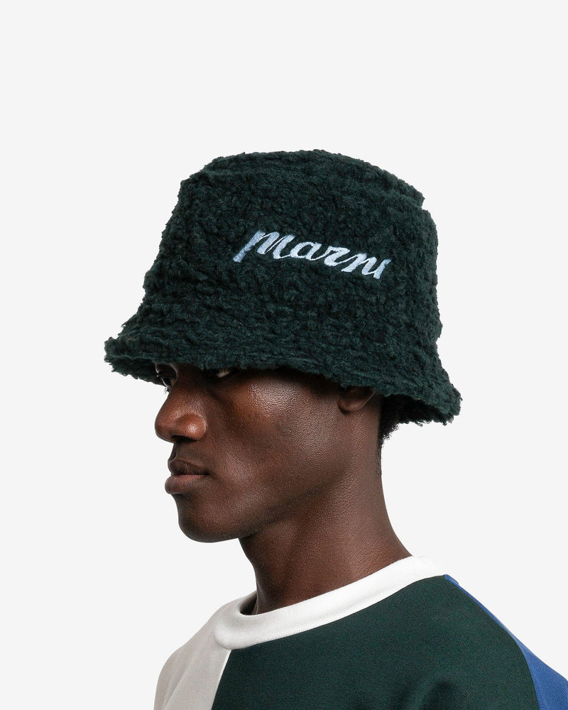 Marni Men's Hats Twist Teddy Bucket Hat in Spherical Green