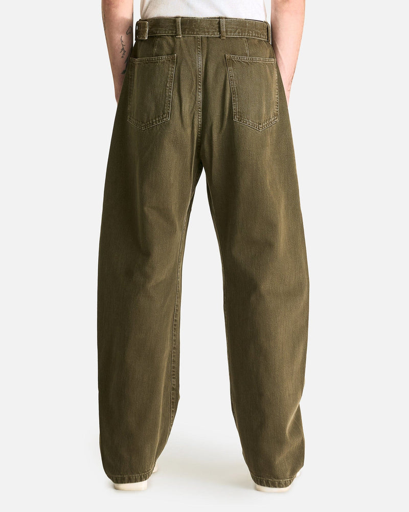 LEMAIRE Men's Pants Twisted Belted Pant in Moss Green