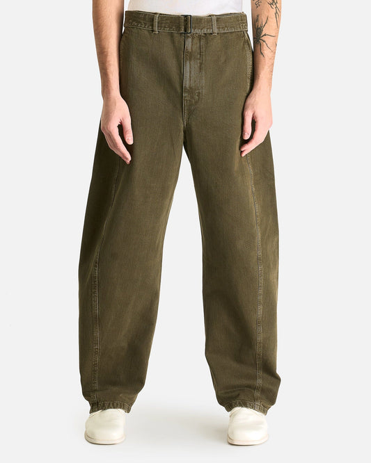 LEMAIRE Men's Pants Twisted Belted Pant in Moss Green