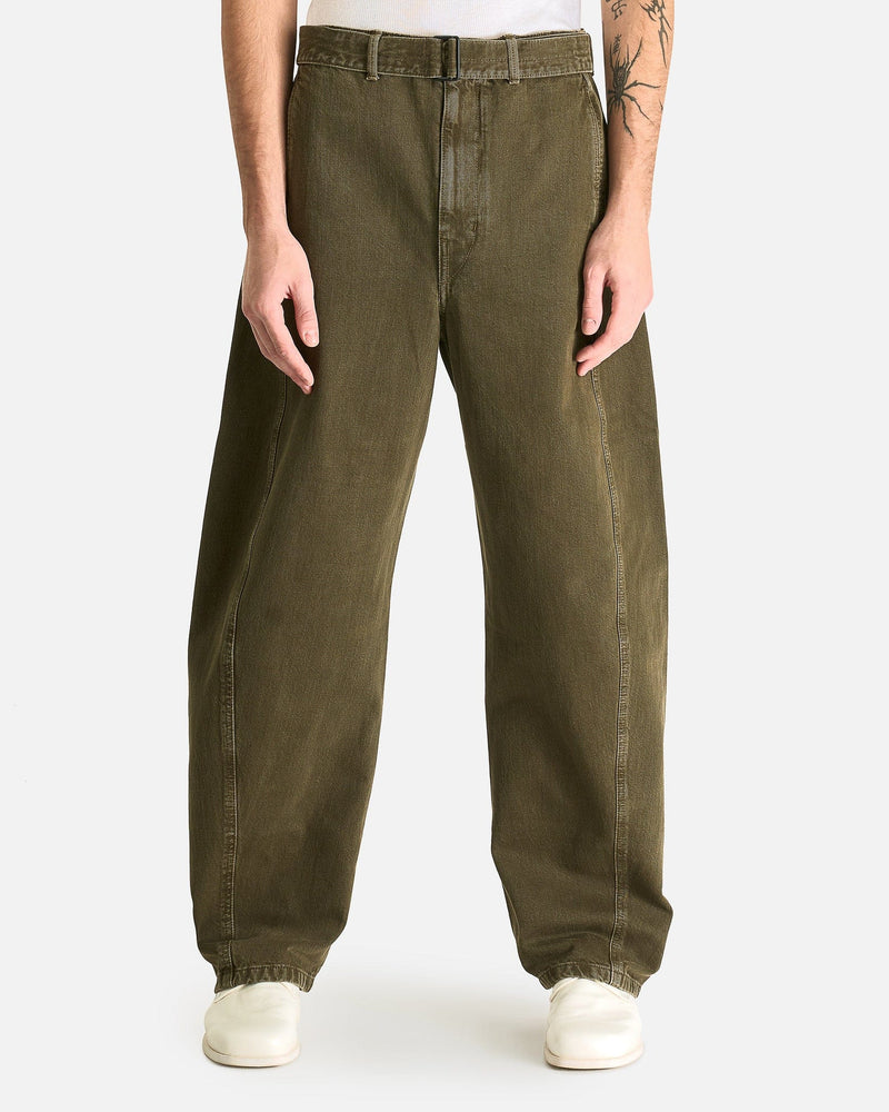 LEMAIRE Men's Pants Twisted Belted Pant in Moss Green