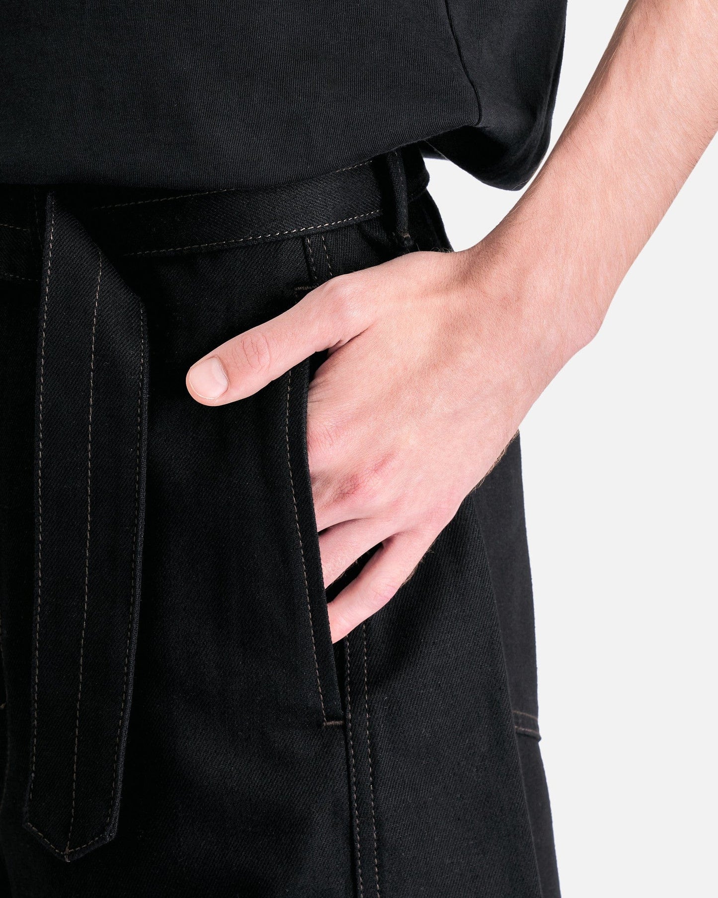 LEMAIRE Men's Pants Twisted Belted Pants in Black