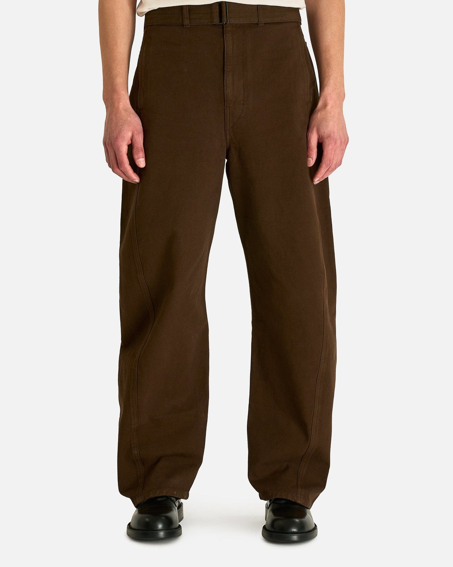 Lemaire Men's Pants Twisted Belted Pants in Cacao