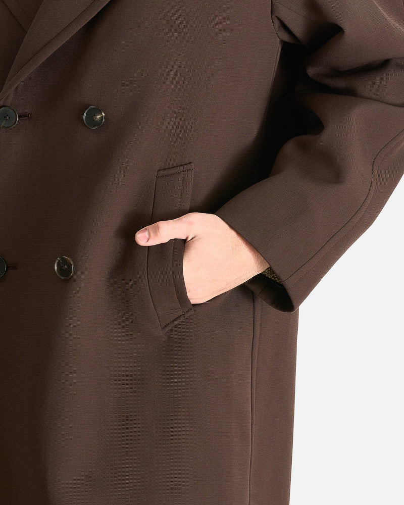 Auralee Men's Coat Twisted Double Cloth Coat in Dark Brown