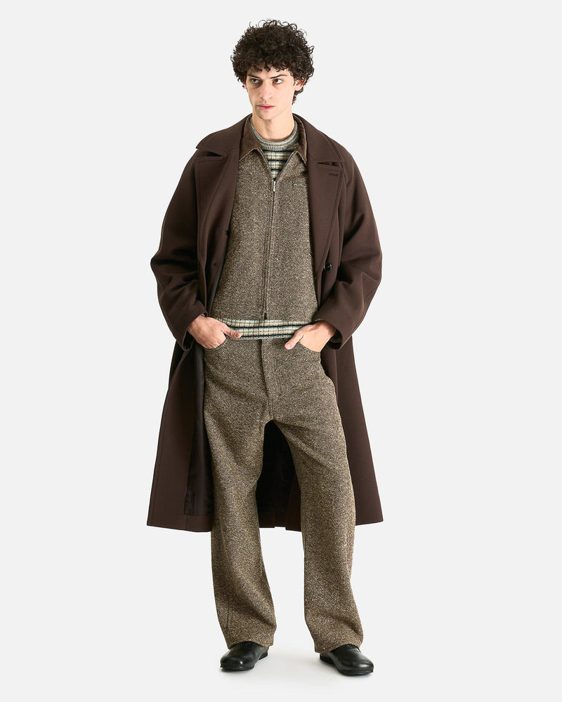 Auralee Men's Coat Twisted Double Cloth Coat in Dark Brown