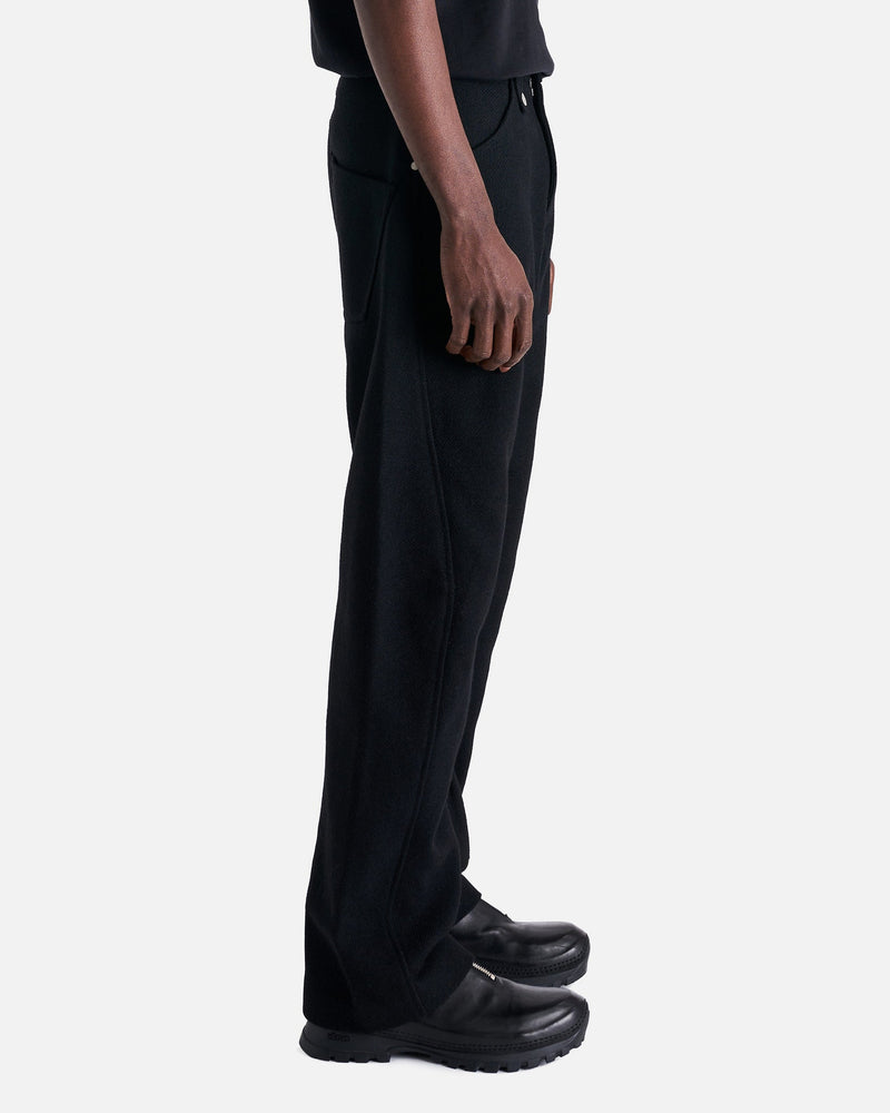 Omar Afridi Men's Pants Twisted Trousers in Black Dry Wool