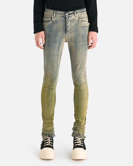 Rick Owens Men's Pants Tyrone Cut Denim in Pearl/Acid Degrade