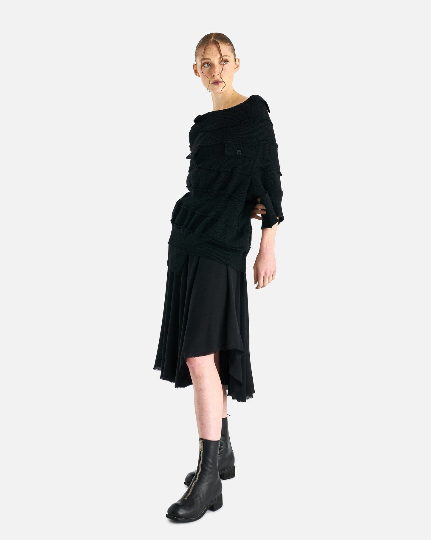 Y's by Yohji Yamamoto Women Skirts U-Lace Up Skirt in Black