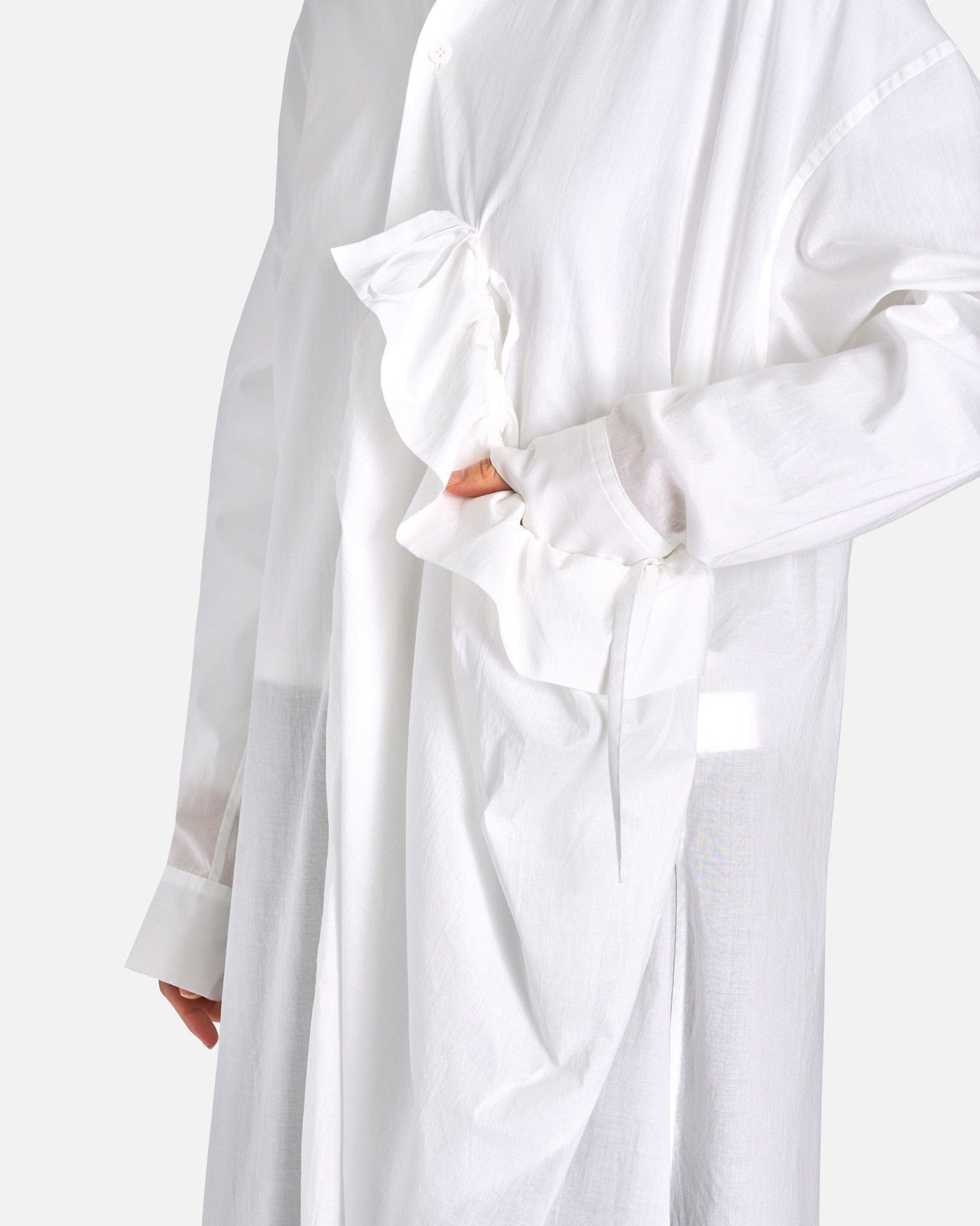 Y's by Yohji Yamamoto Women Dresses 02 U-Left Gathered Dress in White