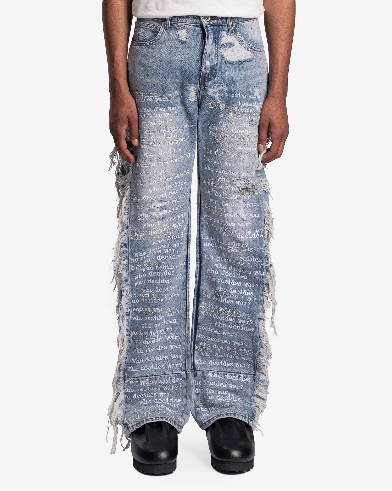 Jean Material With Scriptures Ultra Flare Scripture Denim in Sky – SVRN