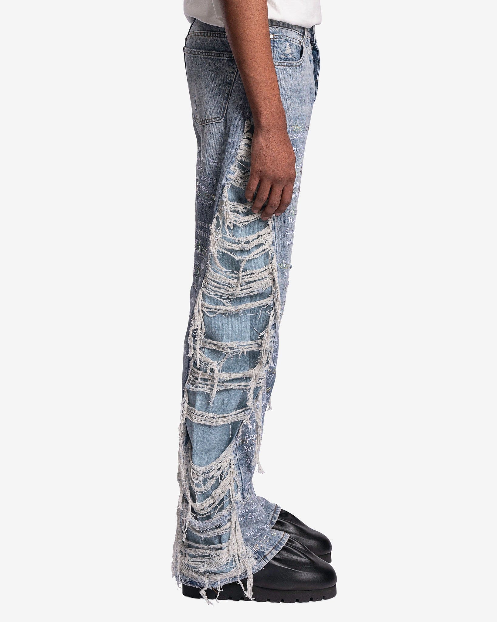 Who Decides War Men's Jeans Ultra Flare Scripture Denim in Sky