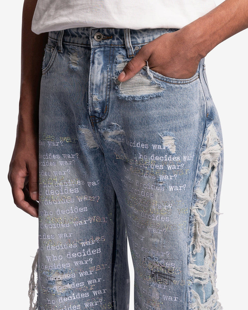 Who Decides War Men's Jeans Ultra Flare Scripture Denim in Sky