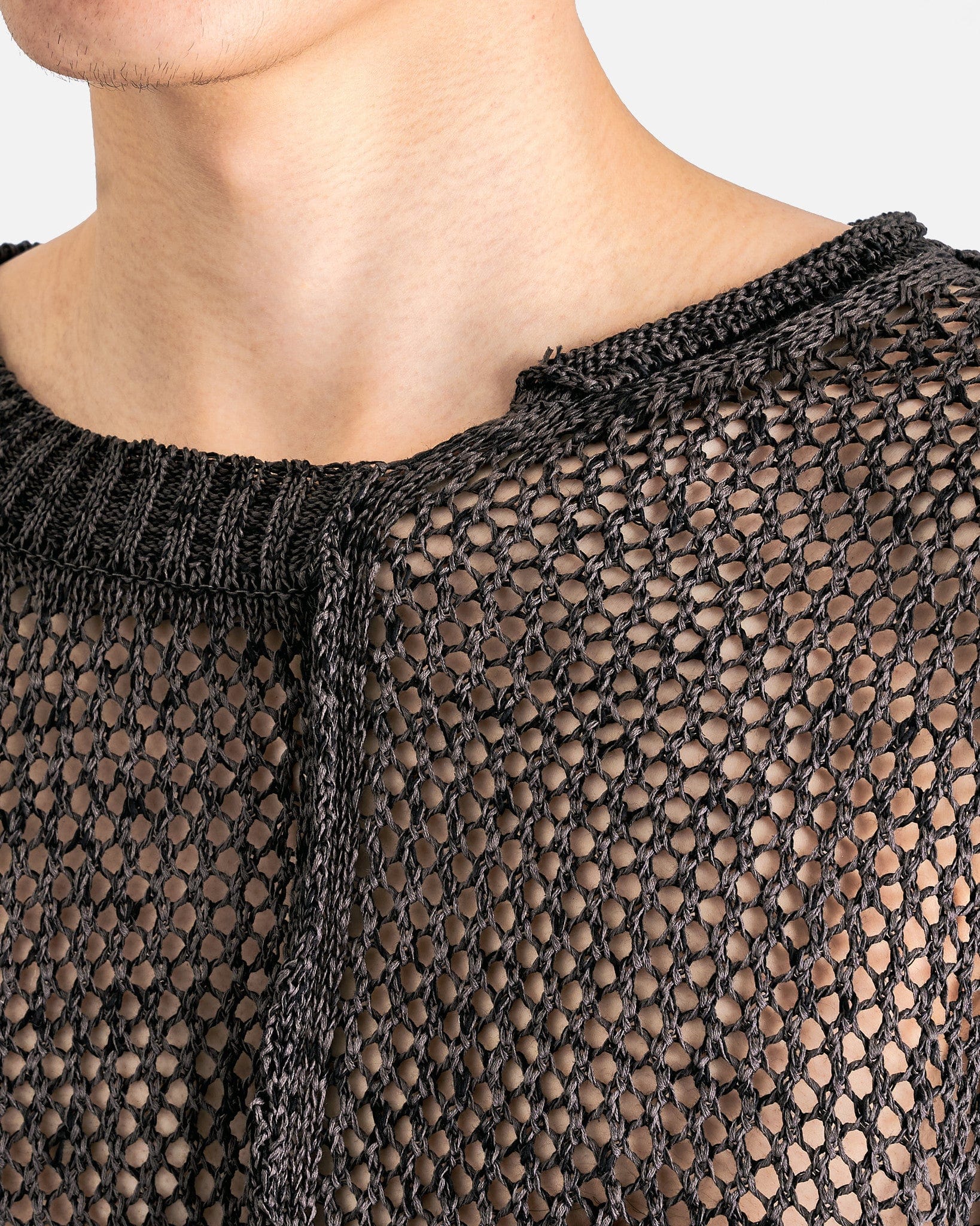 Yohji Yamamoto Pour Homme Men's Tops Uneven Long Sleeve in Charcoal