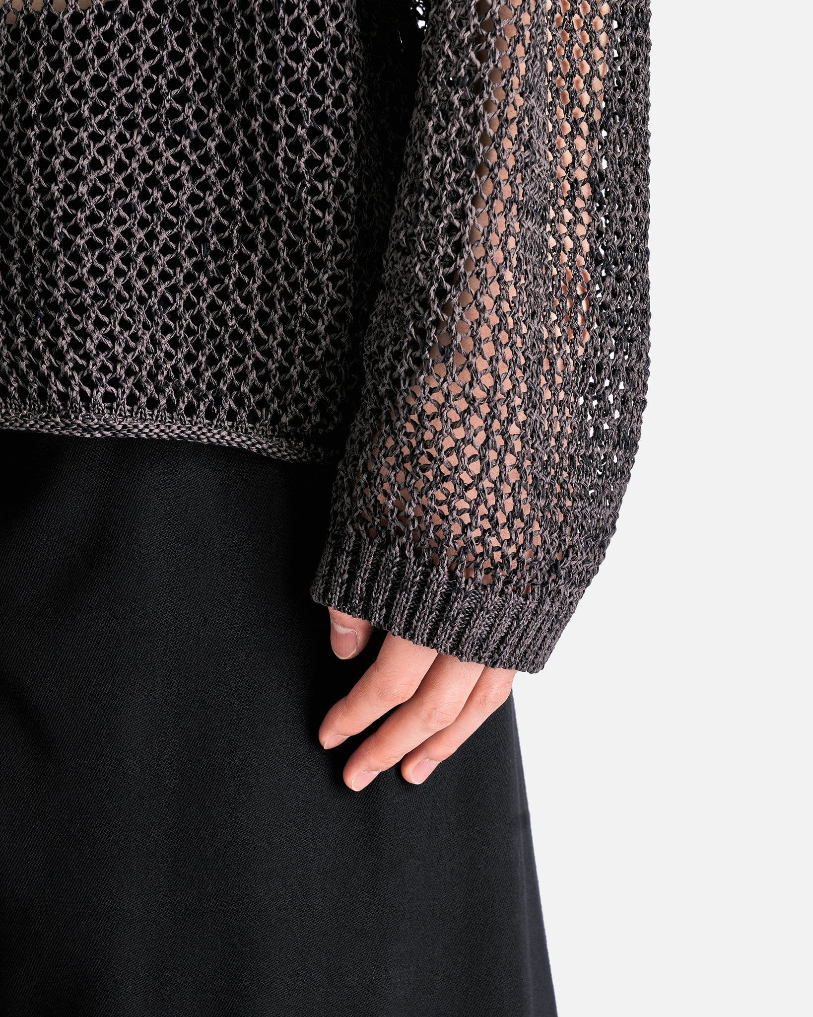 Yohji Yamamoto Pour Homme Men's Tops Uneven Long Sleeve in Charcoal