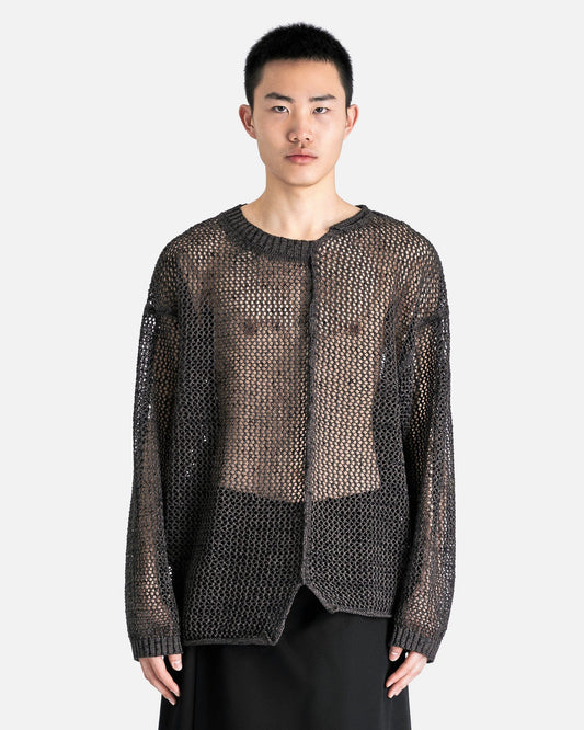 Yohji Yamamoto Pour Homme Men's Tops Uneven Long Sleeve in Charcoal