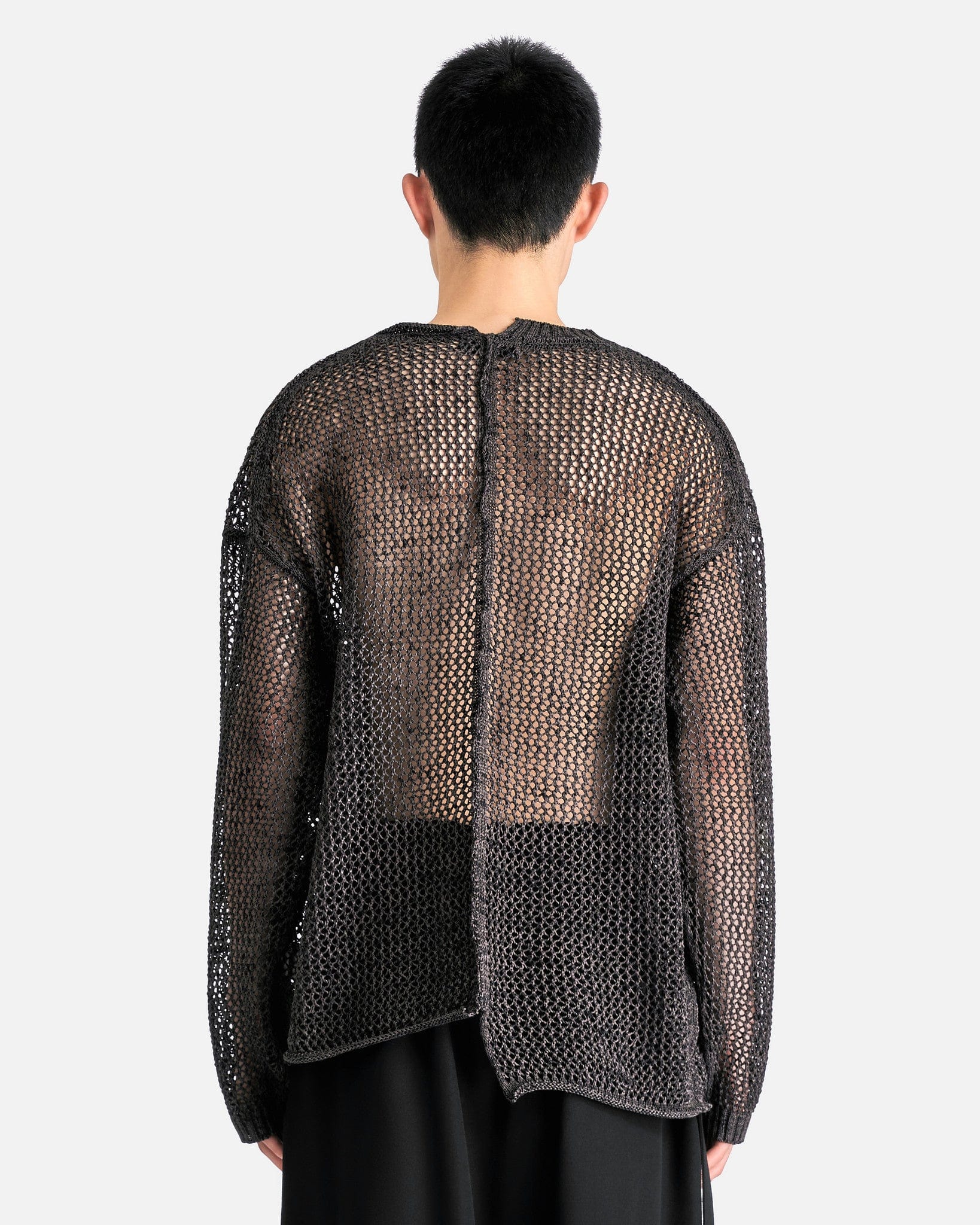 Yohji Yamamoto Pour Homme Men's Tops Uneven Long Sleeve in Charcoal