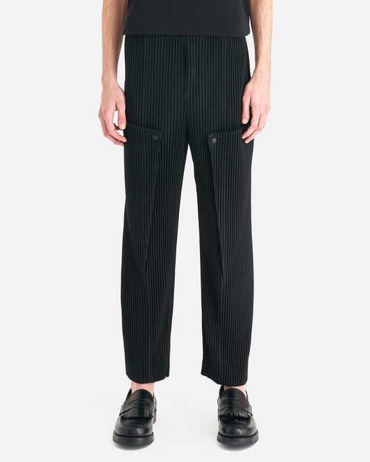 Homme Plissé Issey Miyake Men's Pants Unfold Pleated Trousers in Black