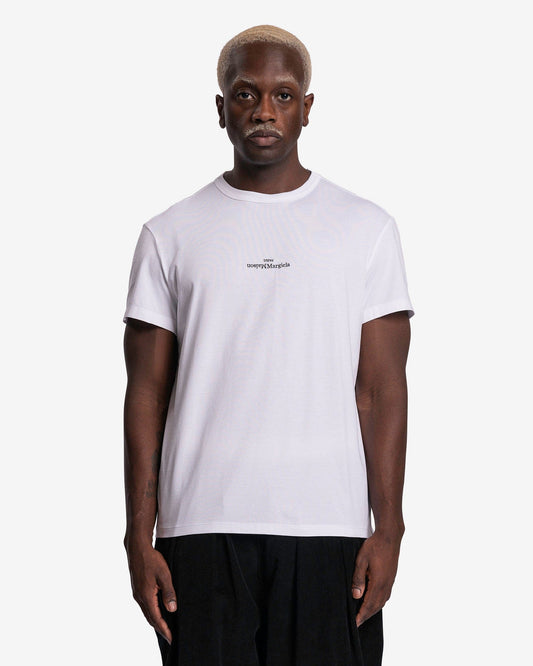 Maison Margiela Men's T-Shirts Upside Down Logo T-Shirt in White
