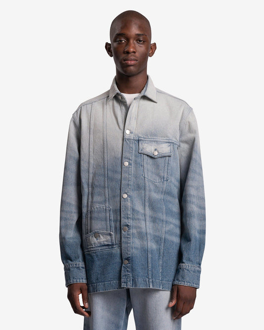 Botter Men's Shirts Upside Down Long Sleeve Shirt in Denim Wash 1