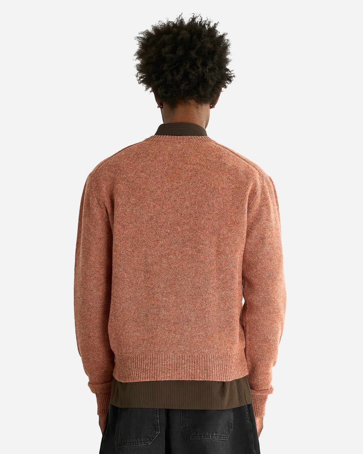 LEMAIRE Men Sweaters V-Neck Sweater in Coral Melange