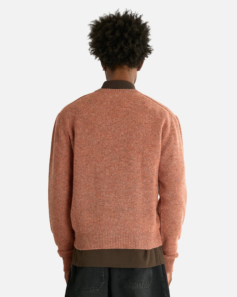 LEMAIRE Men Sweaters V-Neck Sweater in Coral Melange