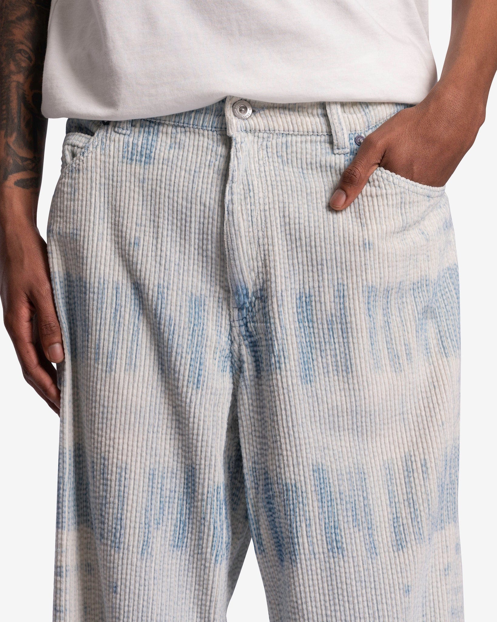 Our Legacy Men's Pants Vast Cut in Blue Brush Stroke Print