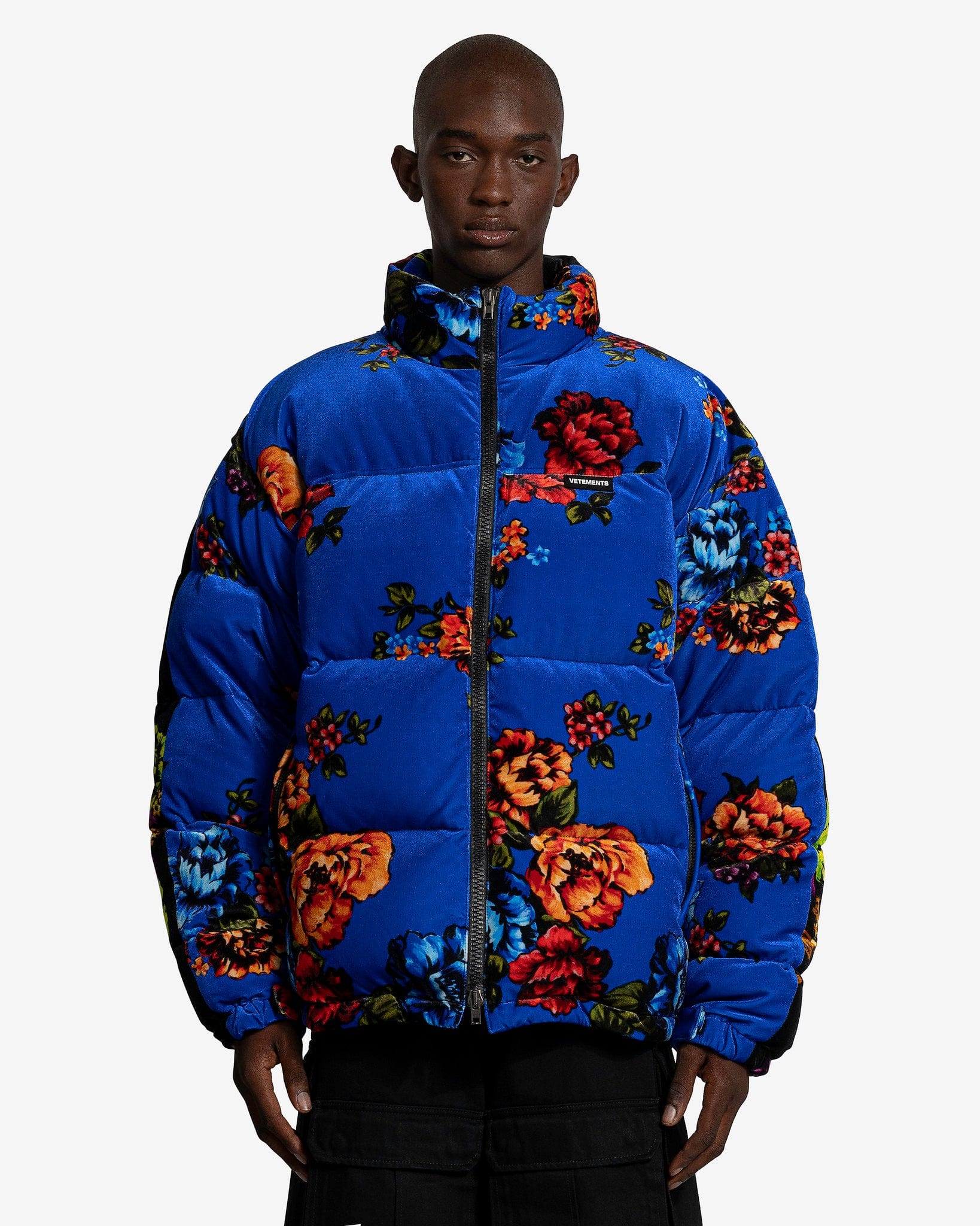 Velvet Flower Puffer Jacket in Floral