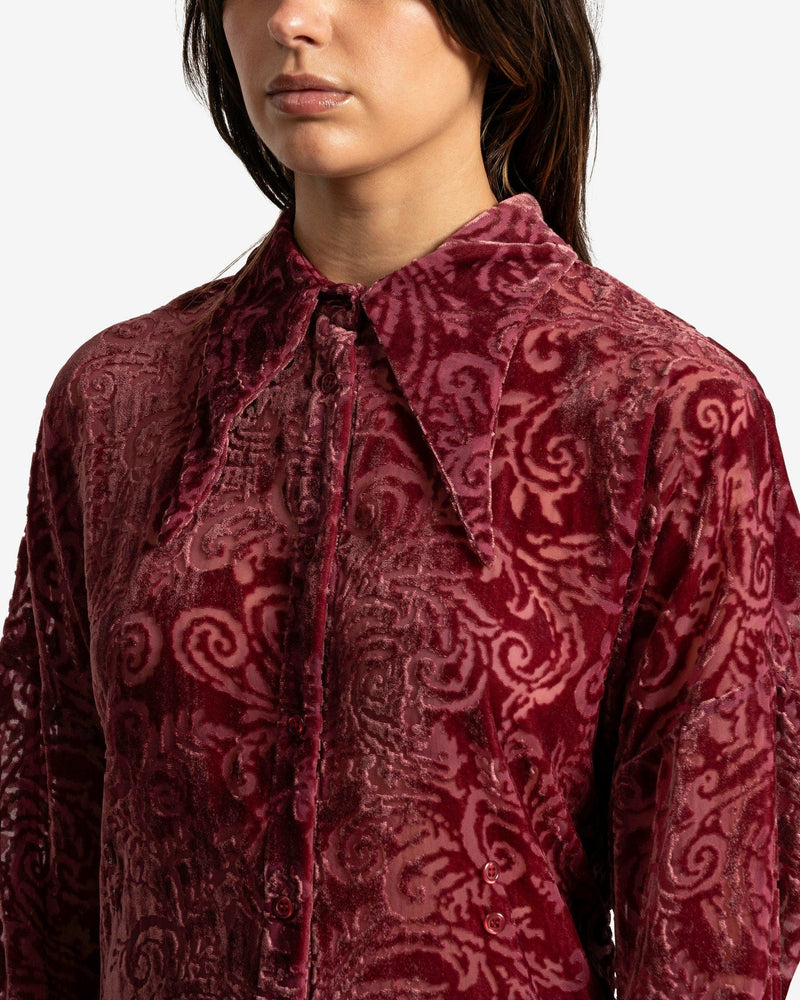 AVAVAV Women Dresses Velvet Shirt Dress in Wine